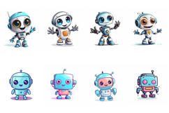 70 Robot Kawaii Characters Illustration Sticker Ideas JPG Product Image 9