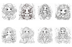 76 Mermaid Princess Girl Clipart Color Book Illustration Product Image 5