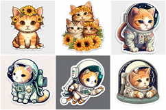 100 Kitten Cat Sticker Illustrations Designs JPG Product Image 4