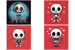 30 Skeleton Cartoon Halloween Logo Mascot Characters PNG Product Image 5