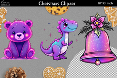 Iridescent Christmas Clipart|Neon Glitter Christmas Bundle Product Image 5