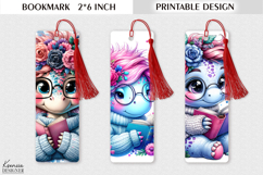 Book Lover| Purple Flower Animal Printable Bookmark Product Image 1