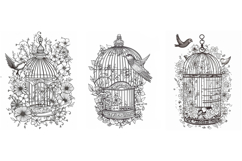 32 Vintage Bird Birdcage Illustration Logo Decoration Design Product Image 11