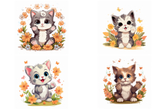 20 Autumn Thanksgiving Kitten Cat Illustrations JPG Product Image 4