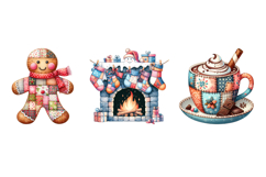 Patchwork Christmas Clipart Bundle|Quilted Christmas Design Product Image 2