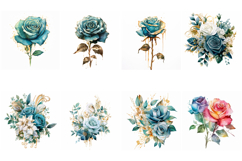 100 Vintage Roses Illustration Wedding Flowers Collection Product Image 9