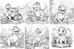 60 Dinosaur Coloring Pages Book Illustrations Printable JPG Product Image 6