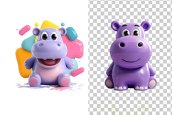 Funky Baby Hippo Clipart Bundle 38 PNG Product Image 5