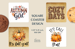Fall Coaster Designs PNG | Pumpkin Autumn Cozy Sublimation Product Image 1