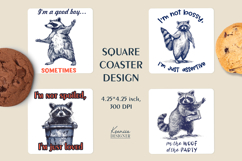 Vintage Raccoon | Funny Quotes Square Coaster Sublimation Product Image 1