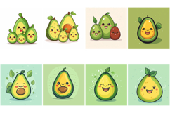 50 Avocado Kawaii Characters Illustration Collection JPG Product Image 5