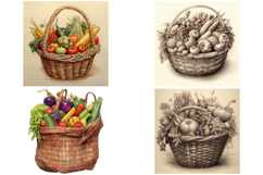 32 Thanksgiving Harvest Basket Illustration PNG Collection Product Image 6