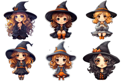 50 Witch Sticker Illustration PNG Ideas Halloween Cartoon Product Image 5