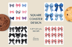Colorful Silk Coquette Bow Square Coaster Sublimation Product Image 1