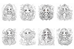 76 Mermaid Princess Girl Clipart Color Book Illustration Product Image 6