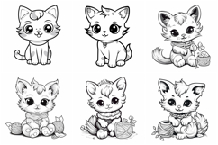 40 Kitten Coloring Page Outline Logo Cute Cat Illustration Product Image 5