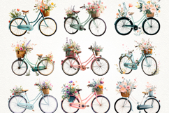 Floral Bikes Clipart Bundle 40 PNG Vintage Transparent BG Product Image 5