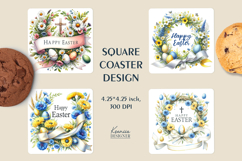 Easter Flower Wreath| Easter Square Coaster Product Image 1