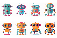 70 Robot Kawaii Characters Illustration Sticker Ideas JPG Product Image 10