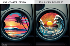 Ocean |Beach |Sunset | Summer Vibes Car Coaster Design Product Image 1