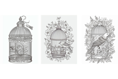 32 Vintage Bird Birdcage Illustration Logo Decoration Design Product Image 12