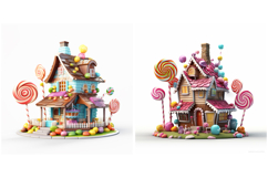 8 Gingerbread Fairytale Houses Illustration Collection JPG Product Image 2