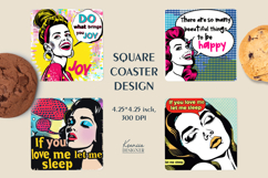 Sarcastic Quotes| Vintage Pop Art Square Coaster Bundle Product Image 5