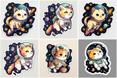 100 Kitten Cat Sticker Illustrations Designs JPG Product Image 5