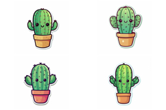 36 Kawaii Cactus Sticker Colour Book Illustration Cartoon Product Image 3