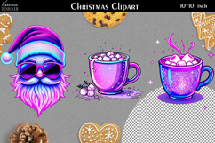 Iridescent Christmas Clipart|Neon Glitter Christmas Bundle Product Image 6