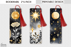 Golden Celestial Printable Bookmark | Mystic Tarot Design Product Image 1