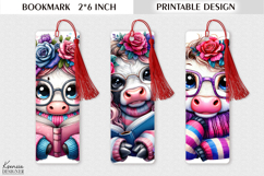Book Lover| Purple Flower Animal Printable Bookmark Product Image 1