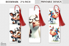 Funny Cartoon Cow| Farm Animal Printable Bookmark Product Image 1