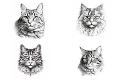 20 Cat Kitten Illustration JPG Drawings Coloring Book Design Product Image 5