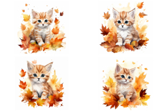 20 Autumn Thanksgiving Kitten Cat Illustrations JPG Product Image 5