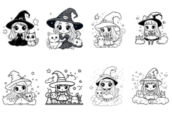 34 Witches Clipart Logo Color Book Pages JPG Collection Product Image 3