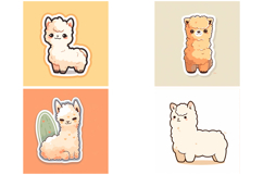 20 Kawaii Llama illustration Sticker Idea Design Cute Pets Product Image 2