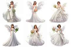 60 Fairy Princess Angel Wedding Dress Illustration JPG Product Image 6
