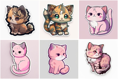 100 Kitten Cat Sticker Illustrations Designs JPG Product Image 6