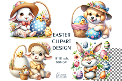 Funny Sheep and Puppy|Easter Flower Bunny| Easter Clipart Product Image 1