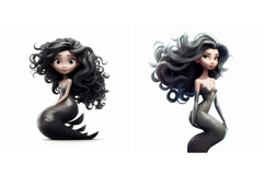 12 Mermaid Pretty Girl Cartoon Illustration Sticker PNG Product Image 7