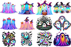 Neon Halloween Clipart|Cute Funny Character Bundle Product Image 7