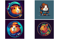 28 Guinea Pig Hamster Sci-fi Logo Illustration Sticker Ideas Product Image 6
