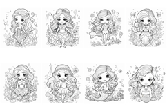 76 Mermaid Princess Girl Clipart Color Book Illustration Product Image 7