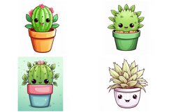 36 Kawaii Cactus Sticker Colour Book Illustration Cartoon Product Image 4