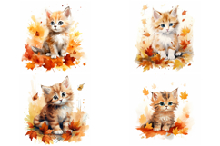 20 Autumn Thanksgiving Kitten Cat Illustrations JPG Product Image 6