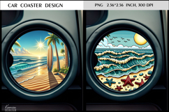 Surf|Starfish |Sunset | Summer Vibes Car Coaster Design Product Image 1