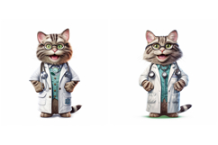 10 Cat Doctor Kitten Dress Up Illustration JPG Portrait Product Image 6
