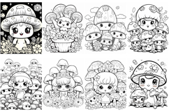 68 Mushroom Toadstool Character Color Pages Book JPG Clipart Product Image 6