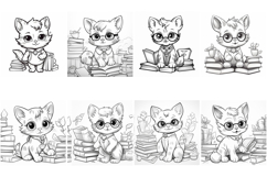 100 Coloring Pages of Cats Book Illustrations JPG Product Image 6